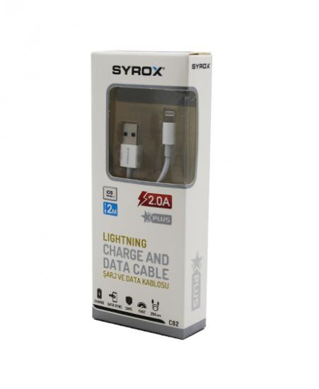 SYROX C82 ( İPHONE ) USB LIGHTNING 2.0A ŞARZ & DATA KABLOSU 2MT*320