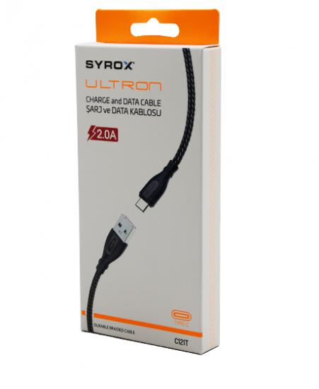 SYROX C121T ULTRON ( TYPE-C ) USB ( ÖRGÜLÜ ) 2.0A ŞARJ & DATA KABLOSU*200