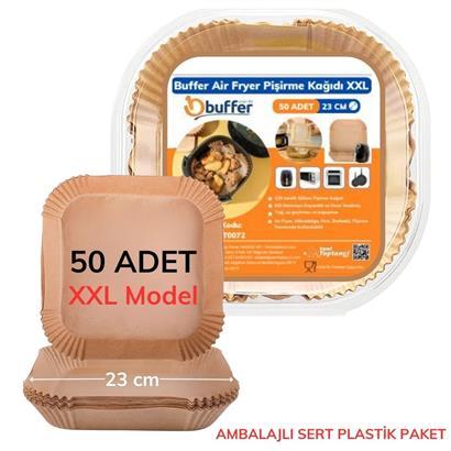 BUFFER® 50 Adet Air Fryer Pişirme Kağıdı Tek Kullanımlık 23 Cm Kare Pişirme Kağıdı XXL