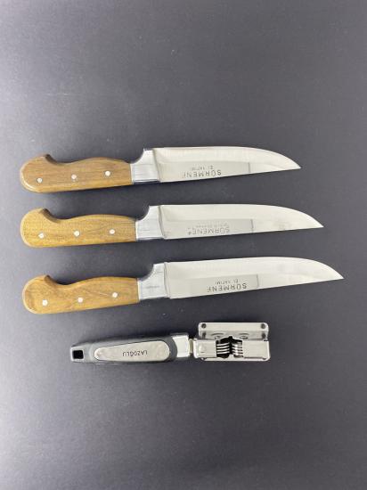 Sürmene El Yapımı Bileme Hediyeli 3’lü Mutfak Bıçak Seti