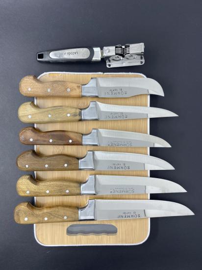 Sürmene El Yapımı Bileme ve Kesim Tahtalı 6’lı Mutfak Bıçak Seti