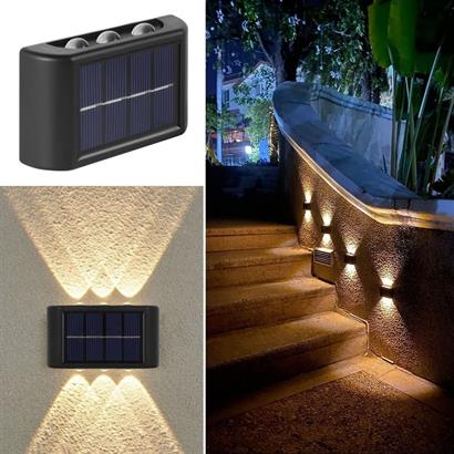 BUFFER®%206%20Ledli%20Solar%20Güneş%20Enerjili%20Aplik%20Led,%20Dekoratif%20Duvar%20Monteli%20Gün%20Işığı%20Led