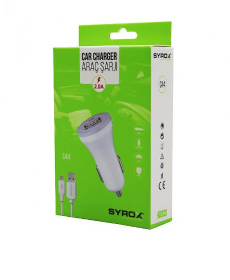 SYROX C44 ( MICRO ) USB ( SET ) 2.0A SAMSUNG MİKRO ( OTO ) ARAÇ ŞARJ ALETİ*200