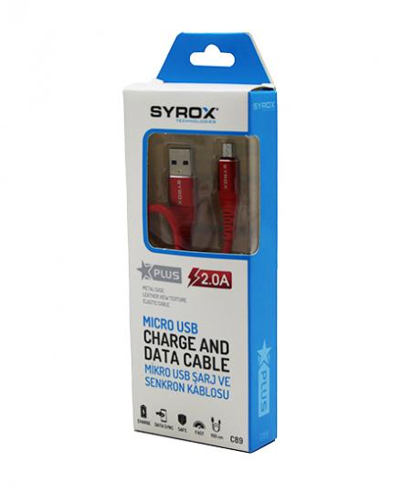 SYROX C89 PLUS ( MICRO ) USB MİKRO SAMSUNG 2.0A ŞARJ & DATA KABLOSU*320