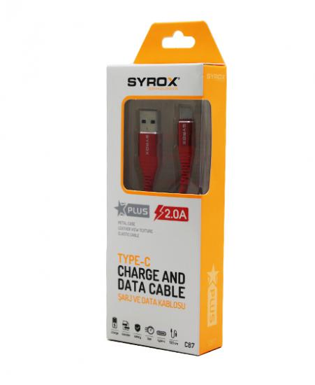 SYROX C87 PLUS ( TYPE-C ) USB 2.0A ŞARJ & DATA KABLOSU*320