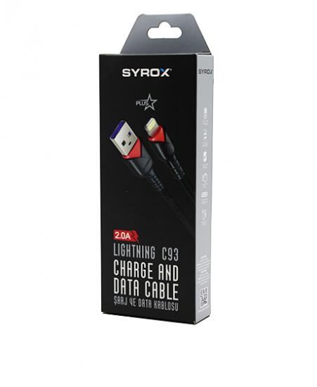 SYROX C93 ( İPHONE ) USB ( ÖRGÜLÜ ) LIGHTNING 2.0A ŞARJ & DATA KABLOSU*320