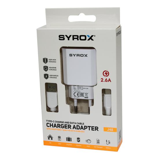 SYROX J48 CHARGER ADAPTER ( TYPE-C ) USB ( SET ) 2.6A EV ŞARJ ALETİ*200