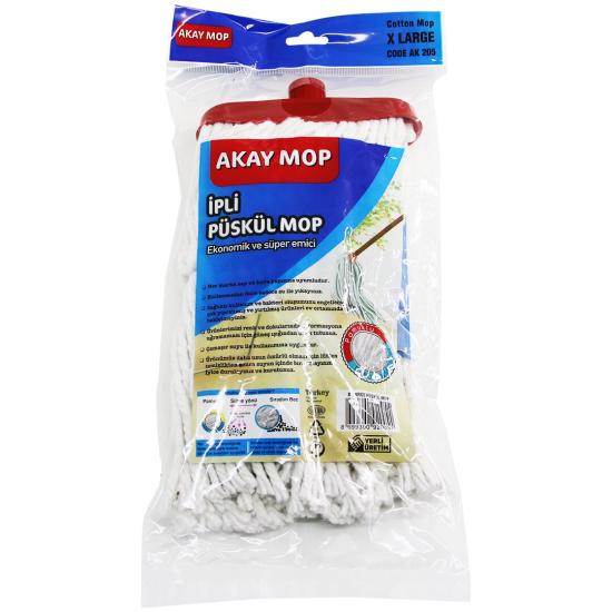 AKAY MOP AK-205 ( X LARGE ) ( ÖRGÜLÜ İPLİ ) PÜSKÜL PAMUK MOP*40