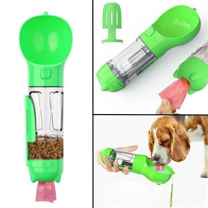 BUFFER® Taşınabilir Hazneli Mama Kaplı ,Kaka Poşetli Kedi,Köpek Suluğu-300ml