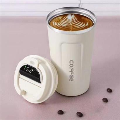 BUFFER® Paslanmaz Çelik Isı Yalıtımlı  Sızdırmaz Isı Ölçerli Dijital Ekranlı Kahve ve Çay Termosu