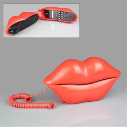 BUFFER® Dudak Şeklinde Kablolu Masaüstü İlginç Dekoratif Ev Telefonu