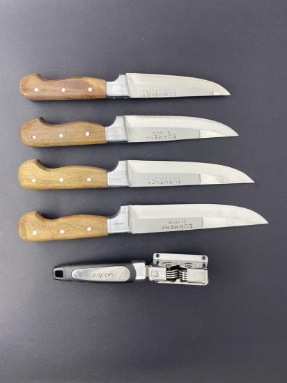 Sürmene El Yapımı Bileme Hediyeli 4’lü Mutfak Bıçak Seti